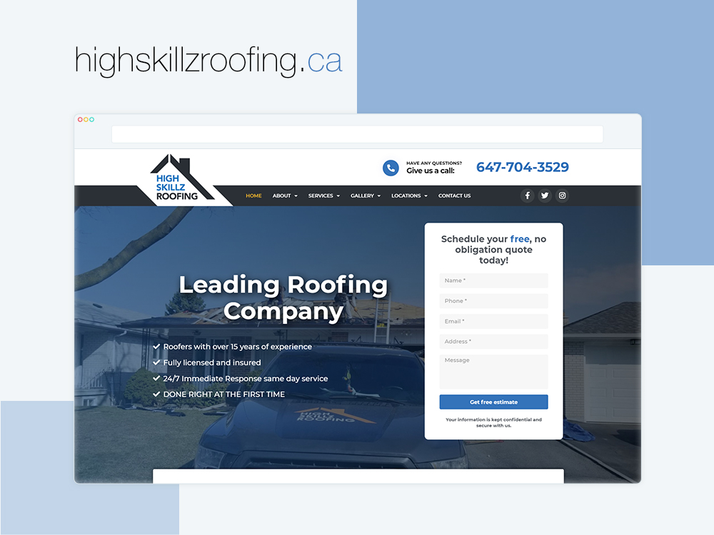 Highskillzroofing - Roofing Company Wordpress Website